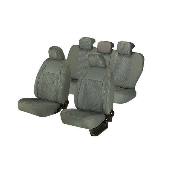 Set Huse scaune auto Universale Lux, Editia Elegance, Piele Ecologica+Textil, 11 piese, Gri