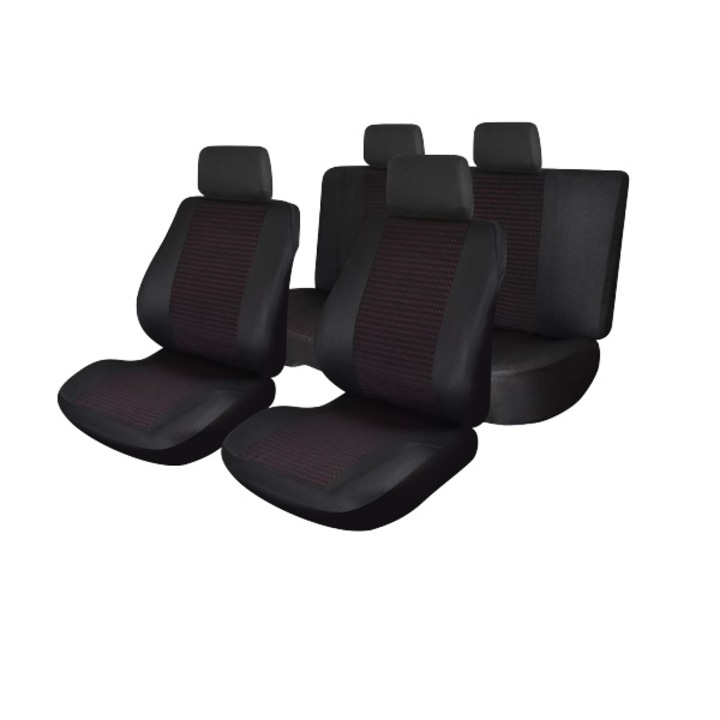 Set huse scaune auto Universale, Premium Lux Traffic, Material Textil,9 piese, Rosu