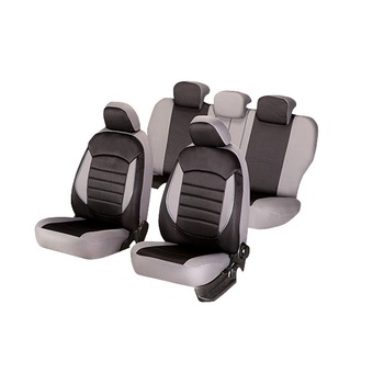 Set huse scaune auto, Editia Urban, Insertii Piele Ecologica+Textil, 11 piese, Negru/Gri Set huse scaune auto, Editia Urban, Insertii Piele Ecologica+Textil, 11 piese, Negru/Gri