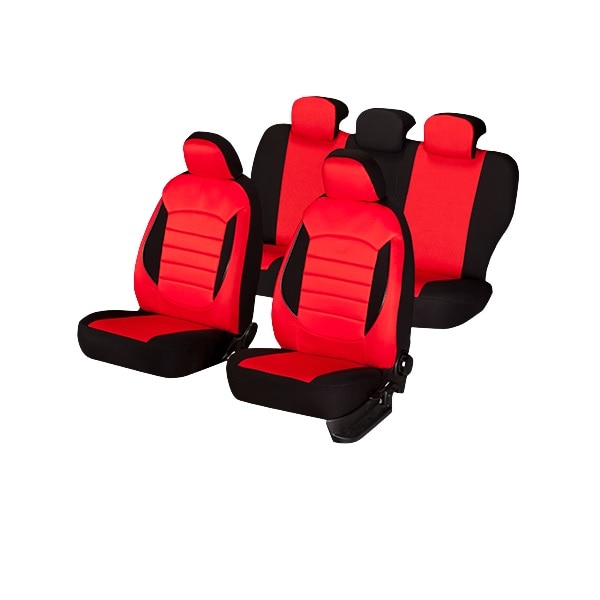 Set huse scaune auto Universale, Editia Urban, Material Textil, 11 piese, Rosu