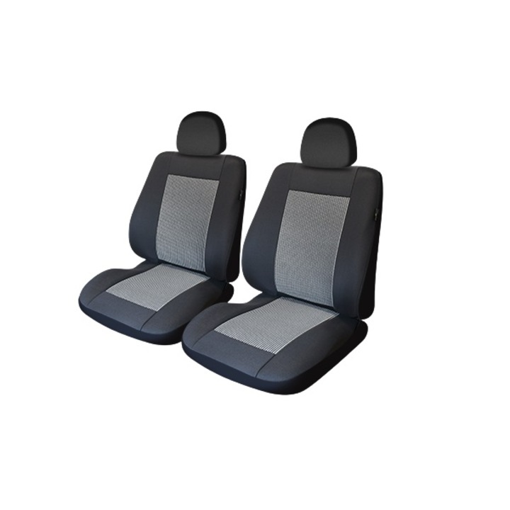 Set huse scaune fata, Lux, Material Textil, Model Universal, Gri/Negru,2piese in set