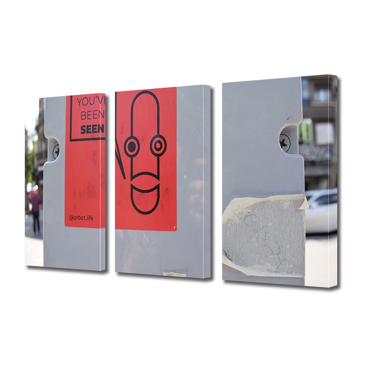 Set Tablouri Multicanvas 3 piese, Art Star, You've been seen, Mesaje, Panza pe cadru de lemn, Decoratiuni Moderne pentru Casa, 3 x 20 x 30 cm