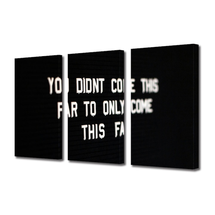 Set Tablouri Multicanvas 3 piese, Art Star, You didn't come this far to only come this far, Mesaje, Panza pe cadru de lemn, Decoratiuni Moderne pentru Casa, 3 x 20 x 30 cm