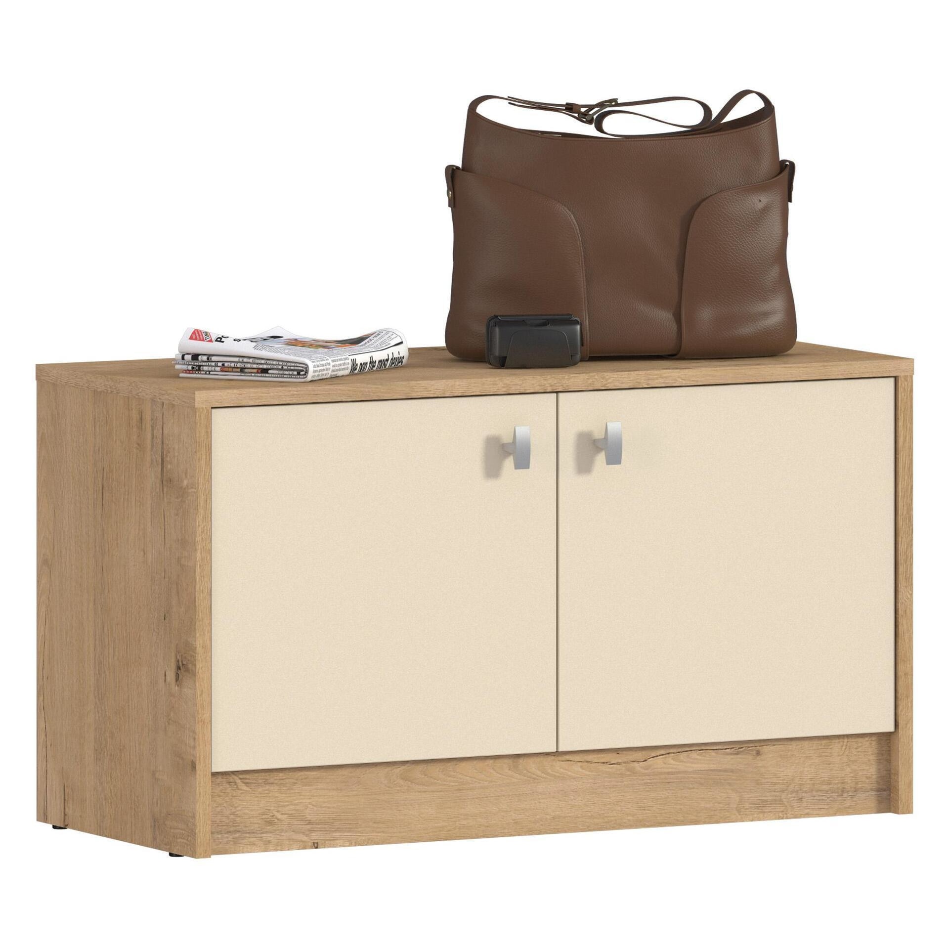 Comoda pentru hol Sani Sidney SB-2583,80x35x45 cm,Stejar bunnrati/Vanilie
