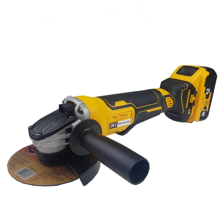 Polizor unghiular (Flex) cu 2 acumulatori si statie de incarcatore 36V Brushless, kraftWorld, 9000 RPM