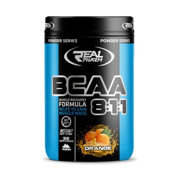Aminoacizi BCAA 8:1:1 Real Pharm, Fructul pasiunii/Mango, 400g Aminoacizi BCAA 8:1:1 Real Pharm, Fructul pasiunii/Mango, 400g