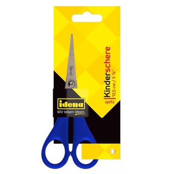 Foarfeca copii, varf ascutit , 135mm, albastra, Idena Foarfeca copii, varf ascutit , 135mm, albastra, Idena