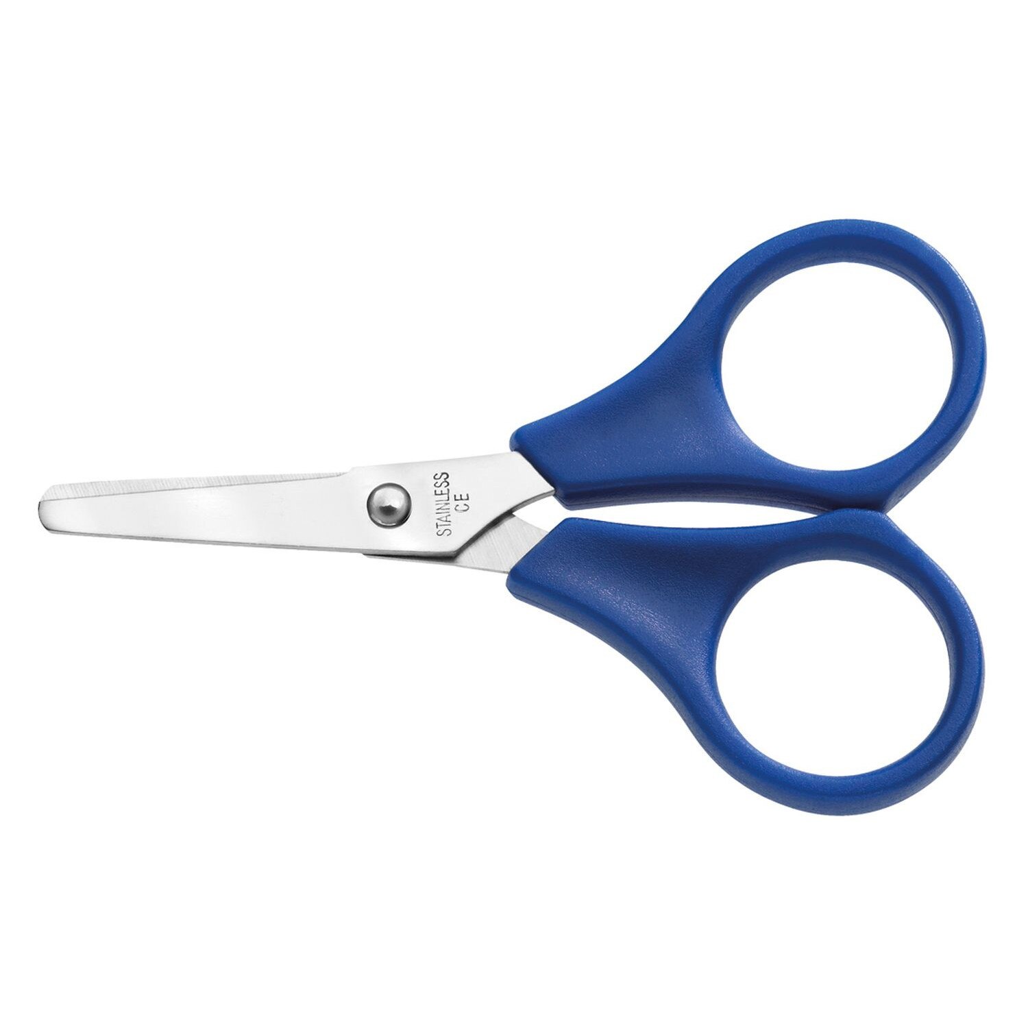 Foarfeca copii, varf rotund, 135mm, albastra, Idena