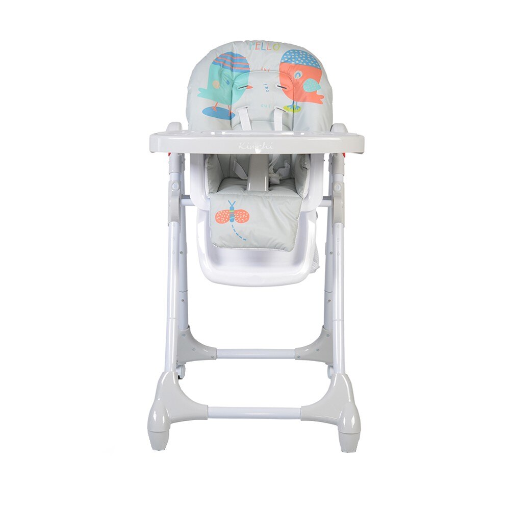 Scaun de masa premium pentru copii NOVOKIDS™ Kimchi Baby, 6 trepte de inaltime,Pliabil , Pozitie somn, Cosulet de depozitare, Roti cu frana ,Gri