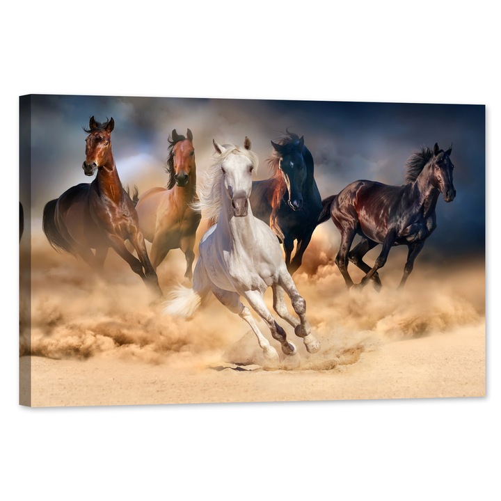 Tablou luminos in intuneric, GlowforHome, Herghelie cai alergand, 120 cm x 80 cm
