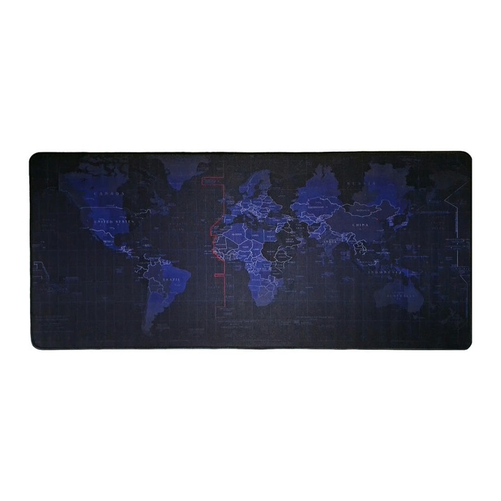 Mousepad gaming, cauciucat, cu harta lumii, 900x400x3 mm, MaffStuff®