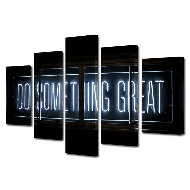 Set Tablouri Multicanvas 5 piese, Art Star, Do something great, Mesaje, Panza pe cadru de lemn, Decoratiuni Moderne pentru Casa, 70 x 125 cm