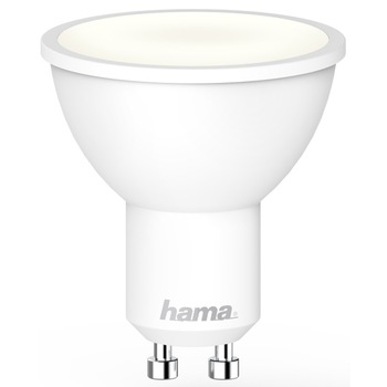 Lampa LED Hama WLAN, GU10, 5,5 W, fără hub, pentru control vocal si aplicație, Alb Lampa LED Hama WLAN, GU10, 5,5 W, fără hub, pentru control vocal si aplicație, Alb