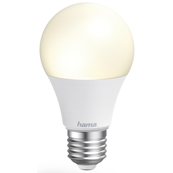 Крушка LED Hama WLAN, E27, 10 W, Без хъб, За гласово управление и приложение, Енергиен клас G, Бял