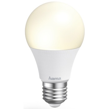 Lampa LED Hama WLAN, E27, 10 W, fără hub, pentru control vocal si aplicație, Alb Lampa LED Hama WLAN, E27, 10 W, fără hub, pentru control vocal si aplicație, Alb