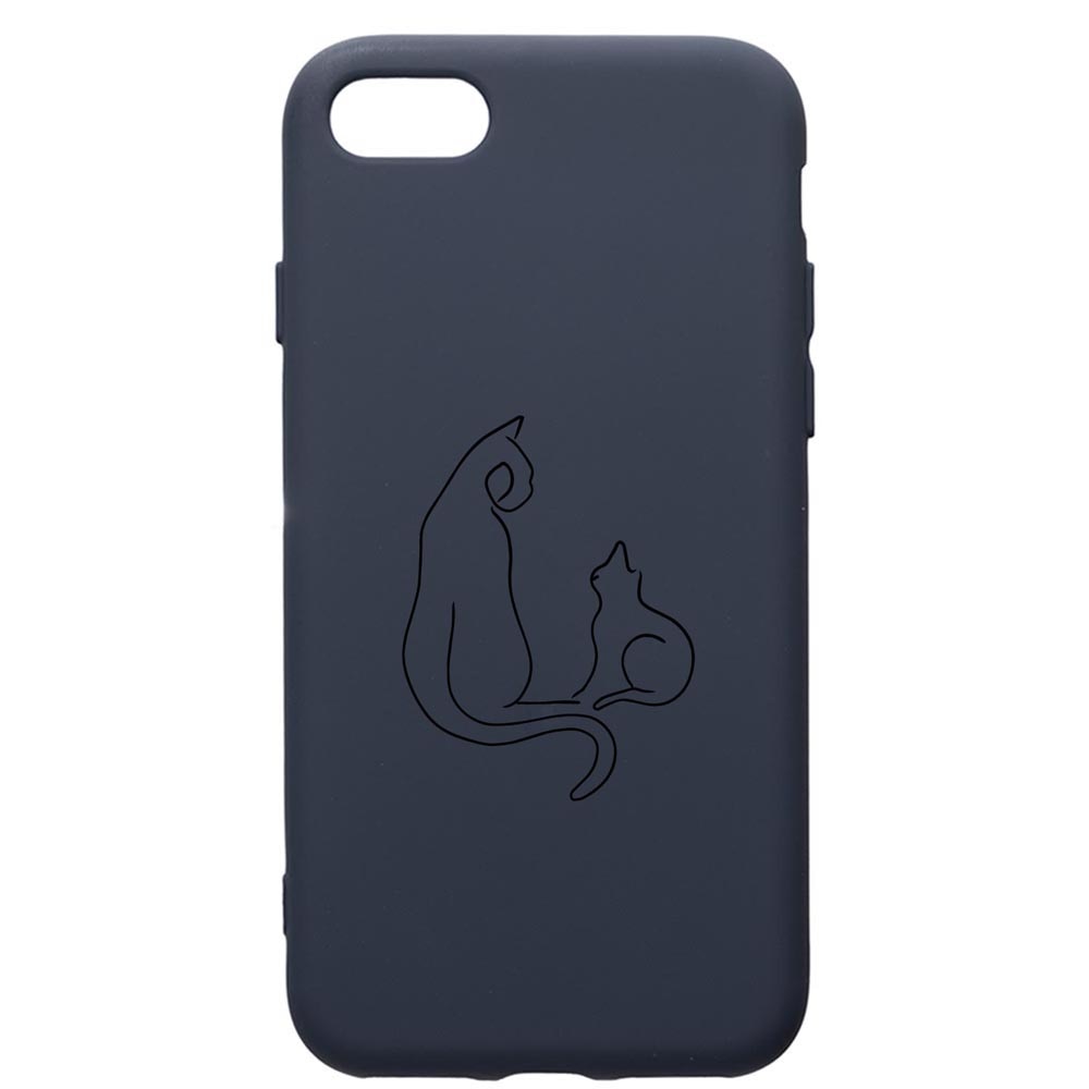 Husa Premium Silicon Compatibila Cu Apple IPhone SE 2 / iPhone 8 / iPhone 7, Abstract Cat, cu interiorul din material textil, protectie camera, Alaskan Blue, PAB738