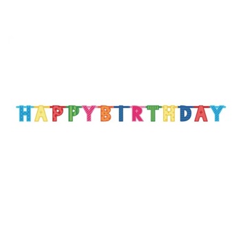 Banner de perete Happy Birthday, 213 x 16 cm, litere din carton, Multicolor, JMB-BBL2912 Banner de perete Happy Birthday, 213 x 16 cm, litere din carton, Multicolor, JMB-BBL2912