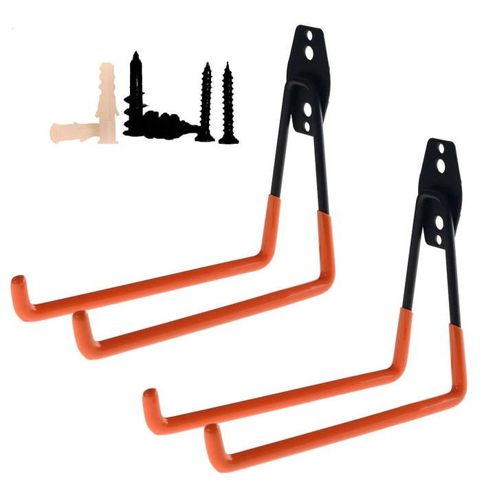 Set 2 bucati Suport cu carlig pentru garaj, TMY, HK03, Greutate maxima suportata 25 kg