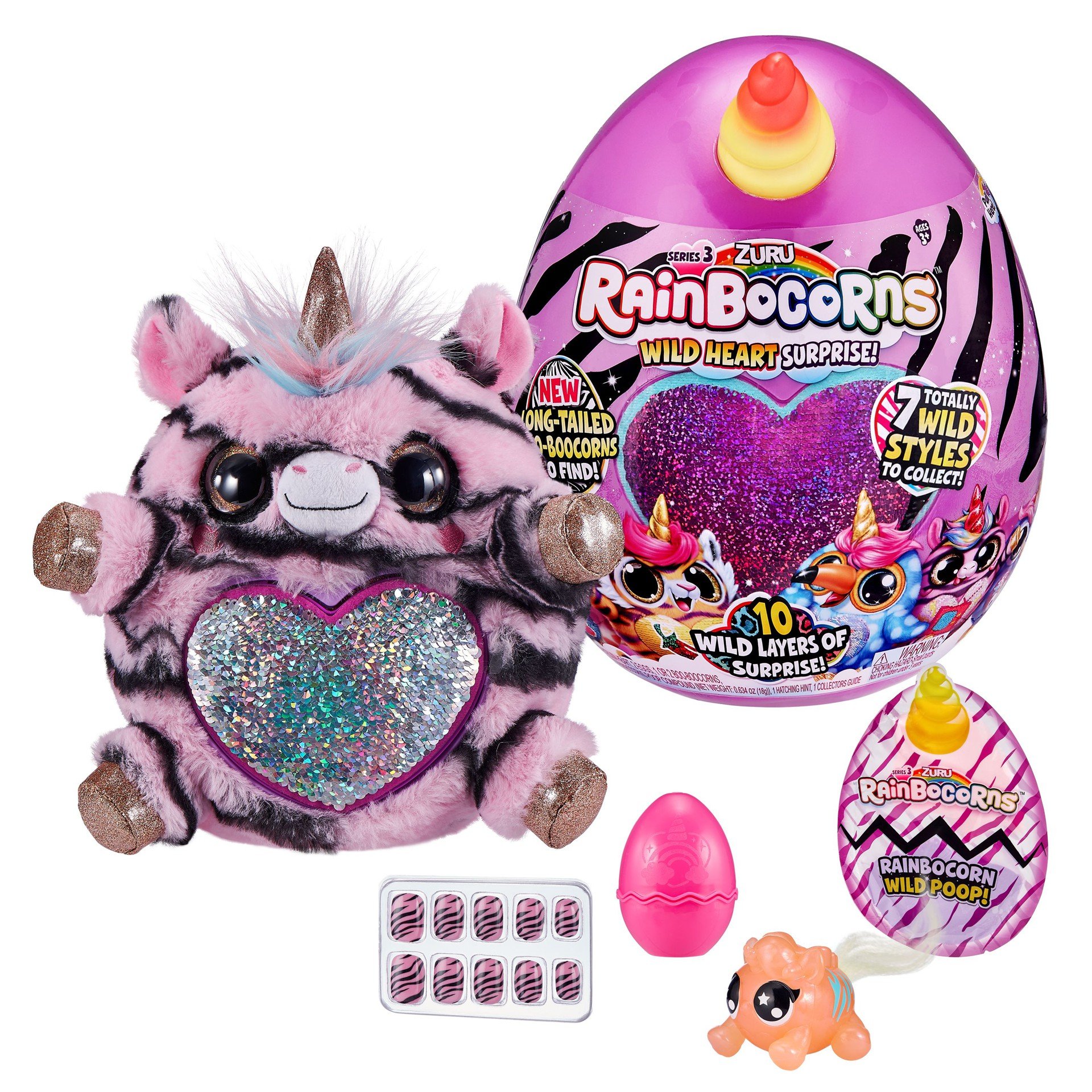 Rainbocorns Wild Heart Surprise – Œuf Paon Peluche ZURU – 10 Surprises – Dès 3 Ans – Rose