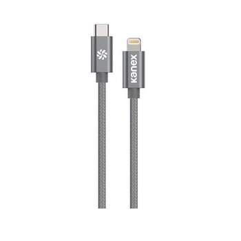 Cablu USB-C Lightning certificat (MFI) pentru dispozitive Apple cu port Lightning, Kanex Premium DuraBraid (200 cm) (gri) Cablu USB-C Lightning certificat (MFI) pentru dispozitive Apple cu port Lightning, Kanex Premium DuraBraid (200 cm) (gri)