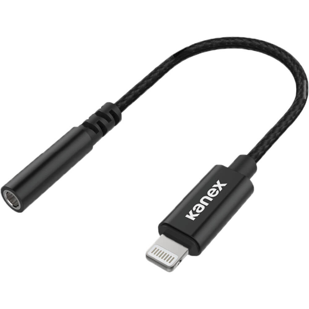 Adaptor jack Lightning pana la 3,5 mm (feminin) pentru dispozitive cu port Lightning, Kanex DuraBraid (negru)