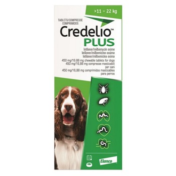 Deparazitare interna si externa, Elanco, Credelio Plus, o tableta masticabila, 11-22 kg Deparazitare interna si externa, Elanco, Credelio Plus, o tableta masticabila, 11-22 kg