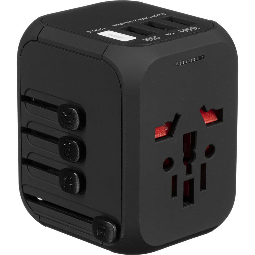 Adaptor de alimentare cu adaptoare la nivel mondial si 4 porturi USB, Kanex GoPower (negru)