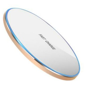 Incarcator wireless fast charge MaffStuff, compatibil cu telefoanele care suporta tehnologia Qi de incarcare, 10 w, ultra slim, alb auriu Incarcator wireless fast charge MaffStuff, compatibil cu telefoanele care suporta tehnologia Qi de incarcare, 10 w, ultra slim, alb auriu