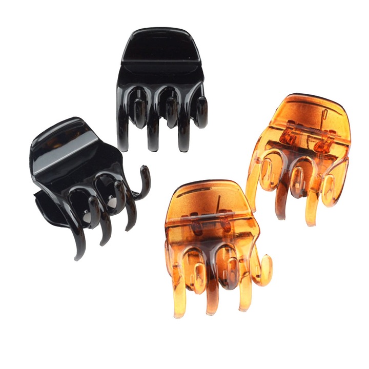 Комплект от 4 дамски шноли, Пластмаса, Черен / Кафяв