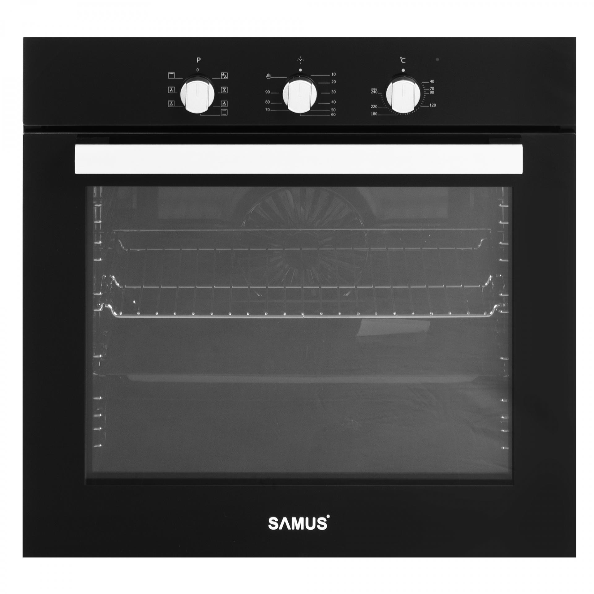 Cuptor Incorporabil Samus SC818TGV, 80 l, 2200 W, 7 Functii, Ventilator, Timer, Negru