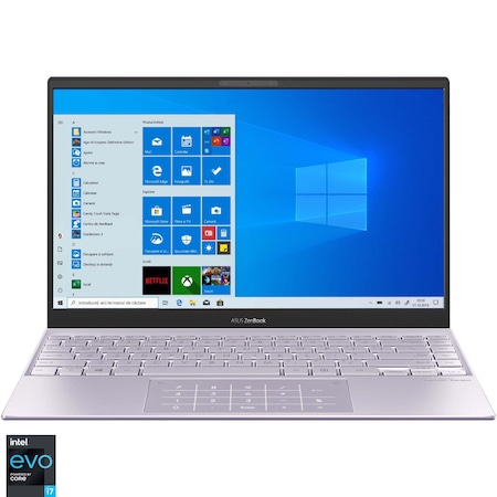 Лаптоп Ultrabook ASUS Zenbook 13 UX325EA, Intel® Core™ i7-1165G7, 13.3", OLED, Full HD, RAM 8GB, 512GB SSD, Intel® Iris® Xᵉ Graphics, Windows 10 Home, Lilac Mist