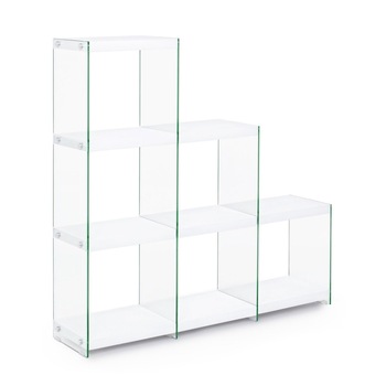 Biblioteca mdf alb si sticla 6 polite Sury 122 cm x 29.5 cm x 120 h Biblioteca mdf alb si sticla 6 polite Sury 122 cm x 29.5 cm x 120 h