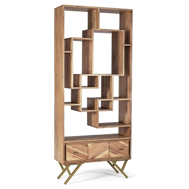 Biblioteca din lemn maro Raida 80 cm x 30 cm x 185 cm