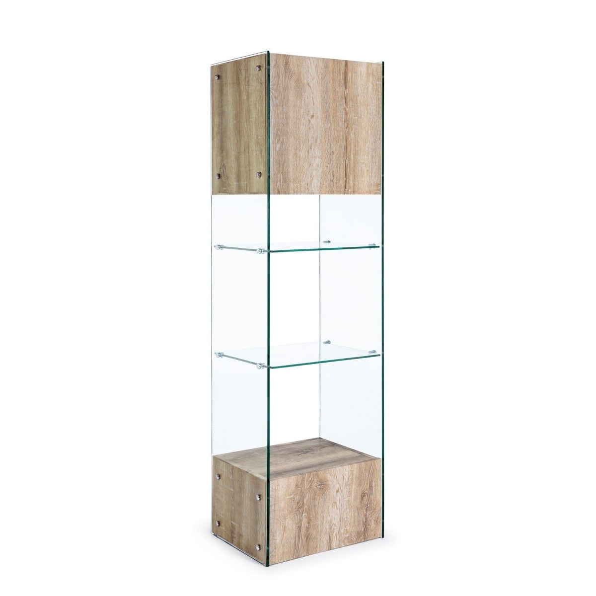 Vitrina mdf natur si sticla Melania 50 cm x 40 cm x 182.5 h