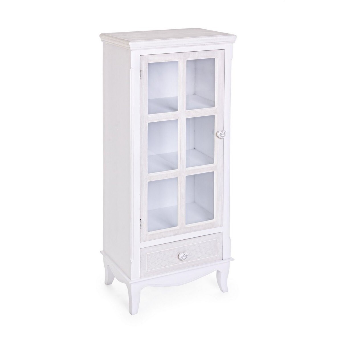 Vitrina din lemn alb patinat Charlene 48 cm x 32 cm x 120.5 h