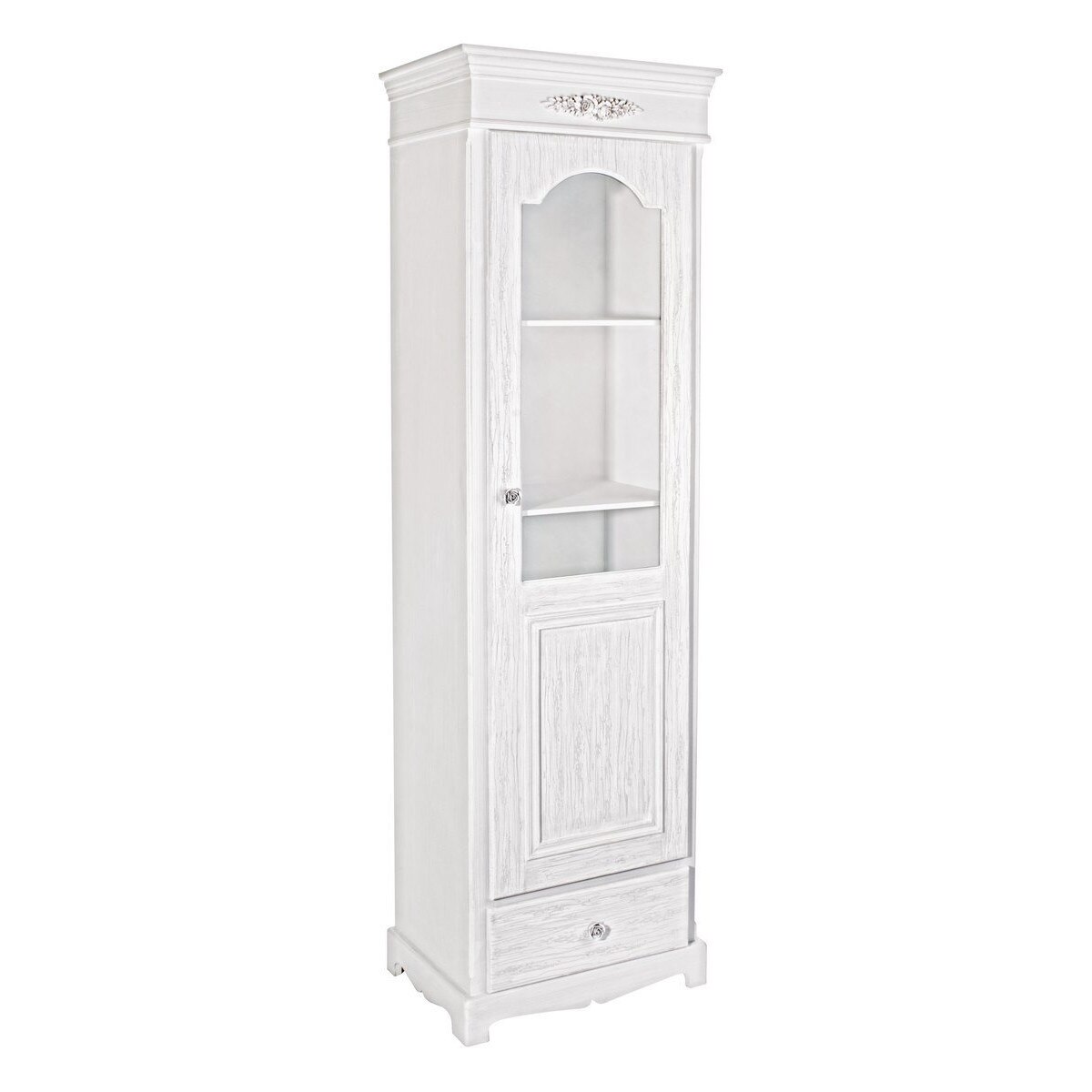 Vitrina din mdf alb cu insertii gri Blanc 50 cm x 34 cm x 170 h