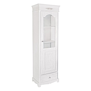 Vitrina din mdf alb cu insertii gri Blanc 50 cm x 34 cm x 170 h Vitrina din mdf alb cu insertii gri Blanc 50 cm x 34 cm x 170 h