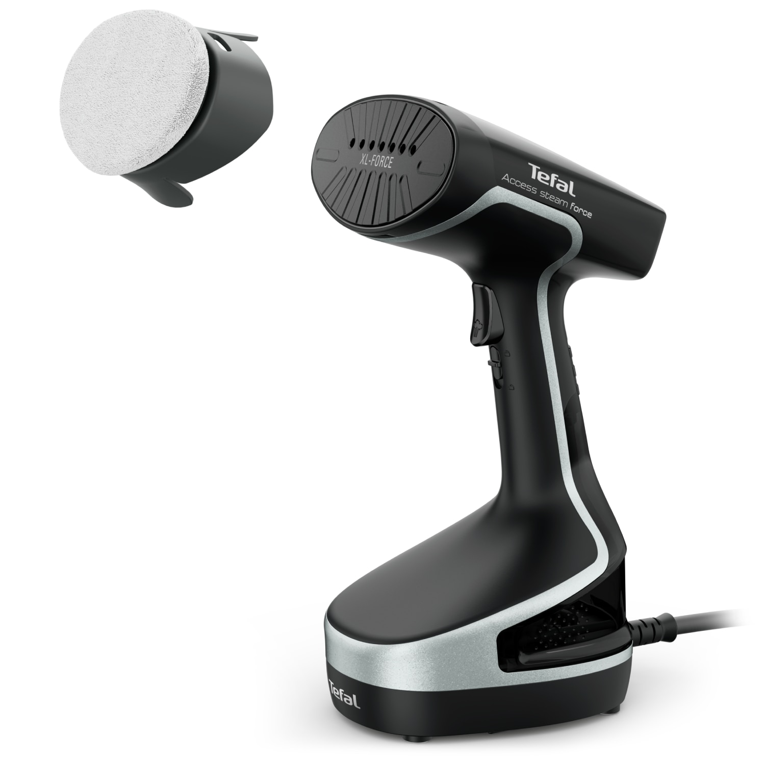 Aparat de calcat vertical cu abur Tefal Access Steam 2 in 1 DT8270E1, 2000 W, jet de abur 90 g/min, abur variabil 30 g/min, functie AUTO OFF, recipient apa detasabil 200 ml, negru