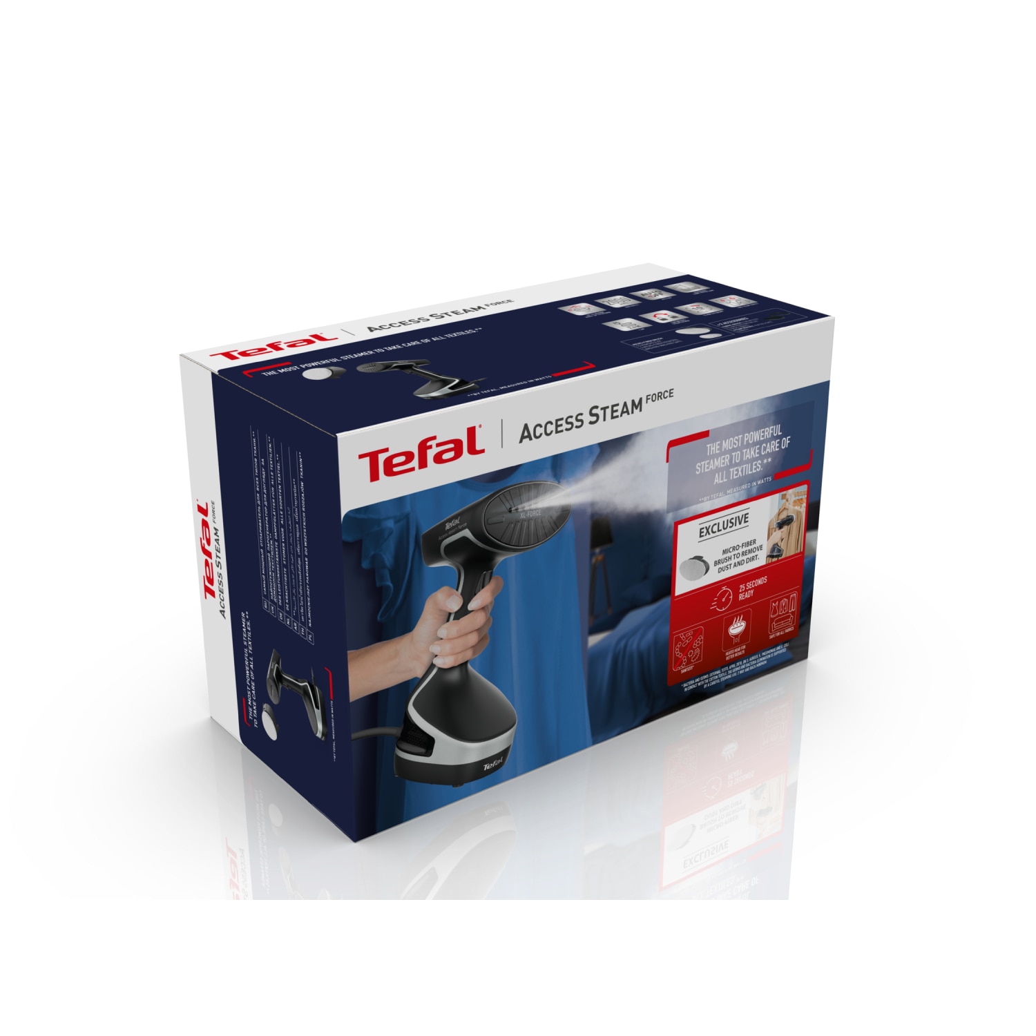 Aparat de calcat vertical cu abur Tefal Access Steam 2 in 1 DT8270E1, 2000 W, jet de abur 90 g/min, abur variabil 30 g/min, functie AUTO OFF, recipient apa detasabil 200 ml, negru