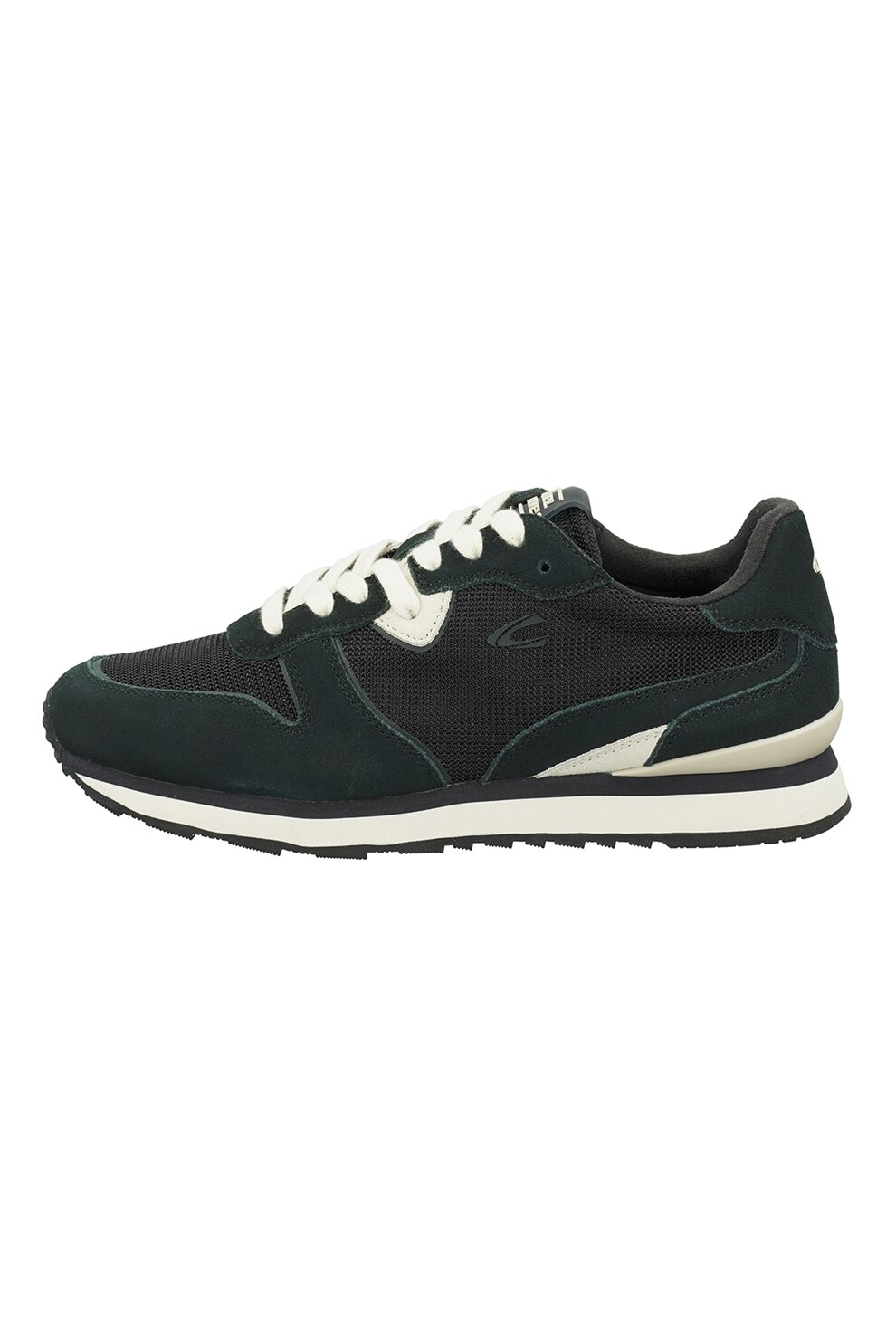 Camel Active, Pantofi sport low-cut cu insertii de piele intoarsa, Negru/Crem