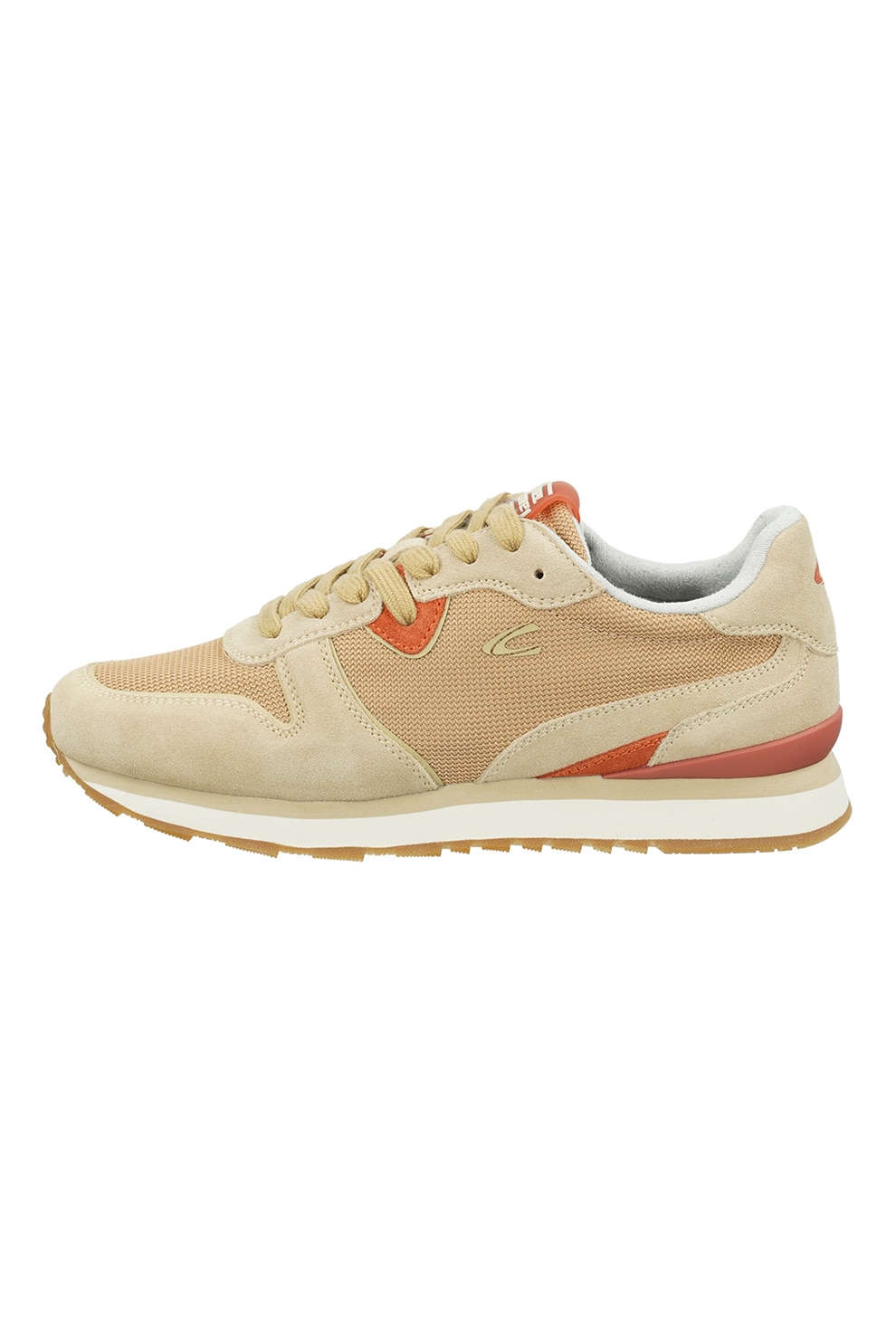 Camel Active, Pantofi sport low-cut cu insertii de piele intoarsa, Maro nisip/Maro camel