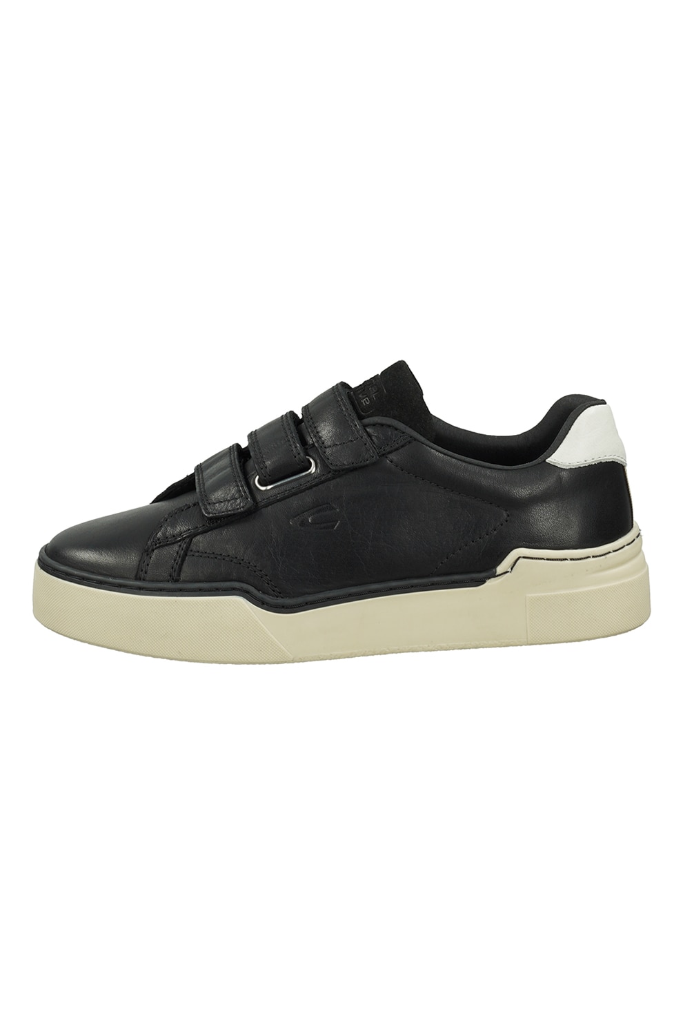 Camel Active, Pantofi sport de piele cu velcro, Negru/Grej