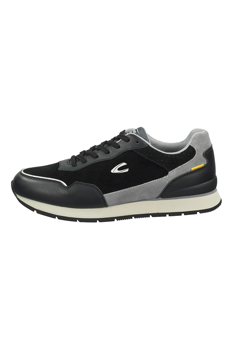 Camel Active, Pantofi sport colorblock cu insertii de piele intoarsa, Negru/Gri