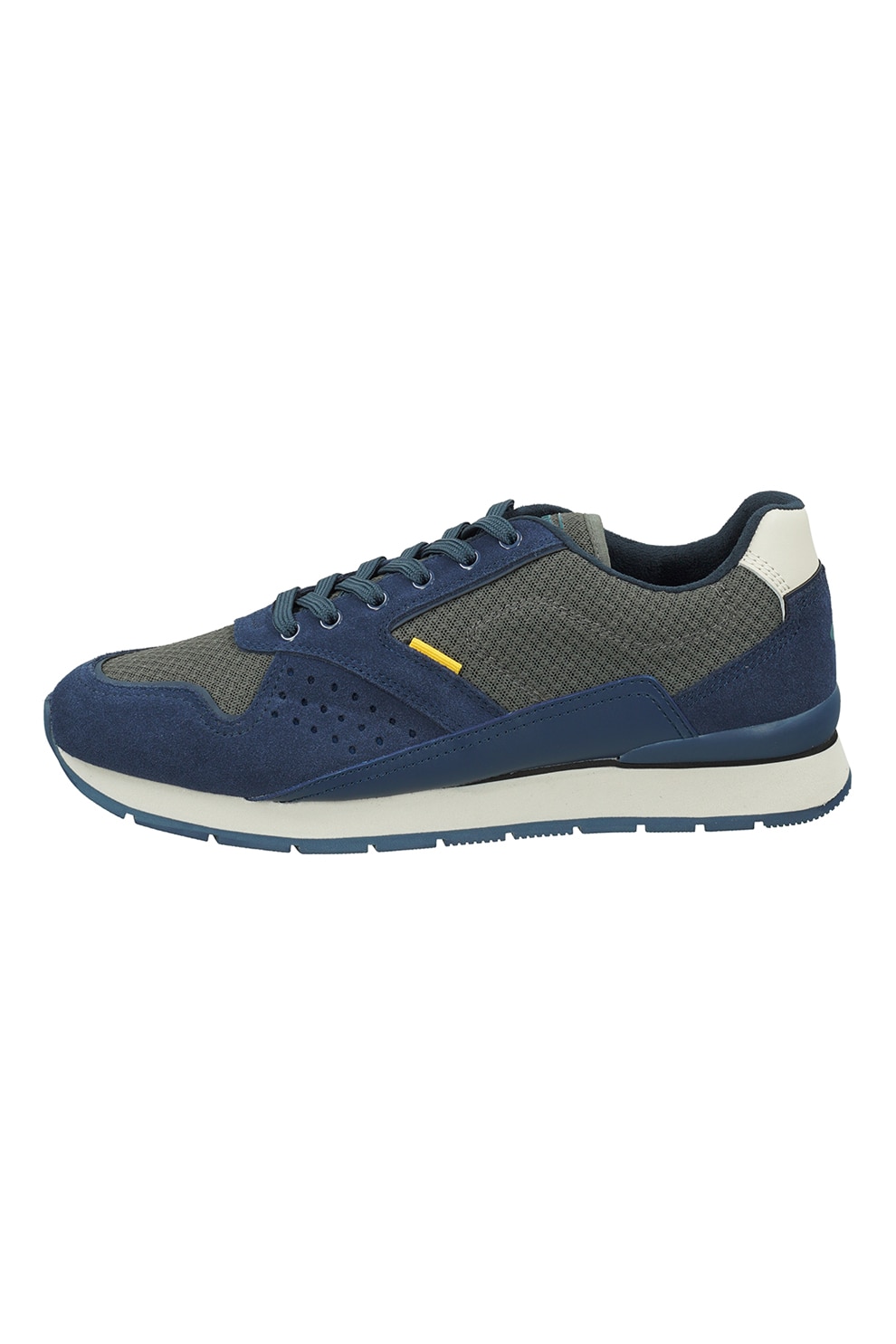 Camel Active, Pantofi sport de plasa si piele intoarsa, Albastru inchis/Gri inchis