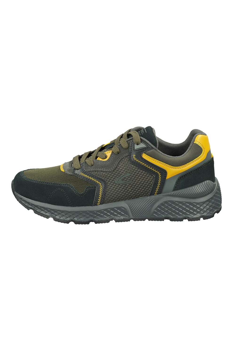 Camel Active, Pantofi sport cu cusaturi contrastante, Negru stins/Galben sofran