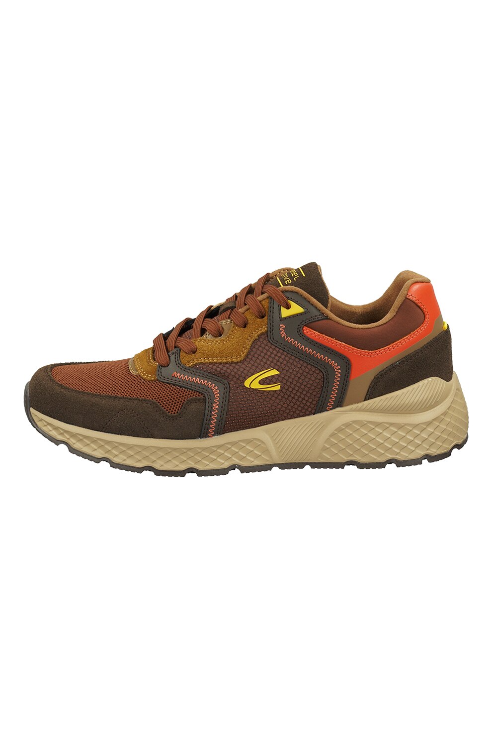 Camel Active, Pantofi sport cu cusaturi contrastante, Maro coniac/Maro inchis