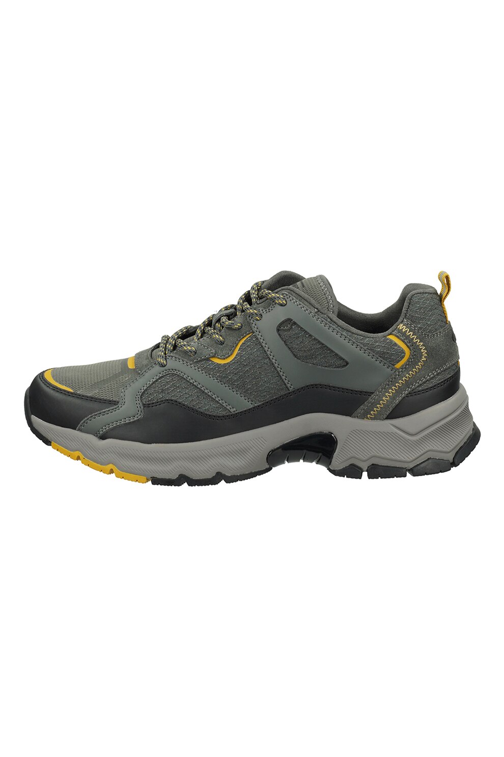 Camel Active, Pantofi sport de plasa si piele, cu talpa masiva, Gri/negru