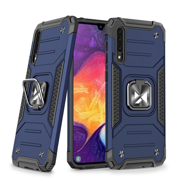 Mobiltelefon tok, Wozinsky gyűrűs páncél, kompatibilis Samsung Galaxy A30s / A50, kék