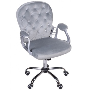 Scaun de birou Harris Gri, Material Catifea / Velur, Nasturi de cristal, functie  Scaun de birou Harris Gri, Material Catifea / Velur, Nasturi de cristal, functie