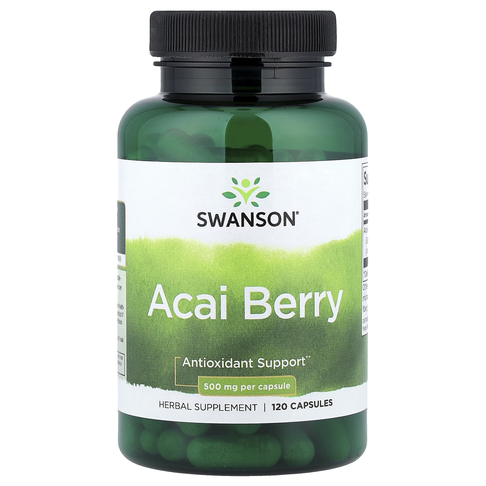 Image showcasing Acai Berry (Antioxidant), 500 mg, Swanson, 120 capsule SW1082 - eMAG.ro